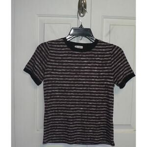 Love, Fire Girls Short Sleeve Crewneck Top in Burgundy/Grey/Black Large MSRP $25